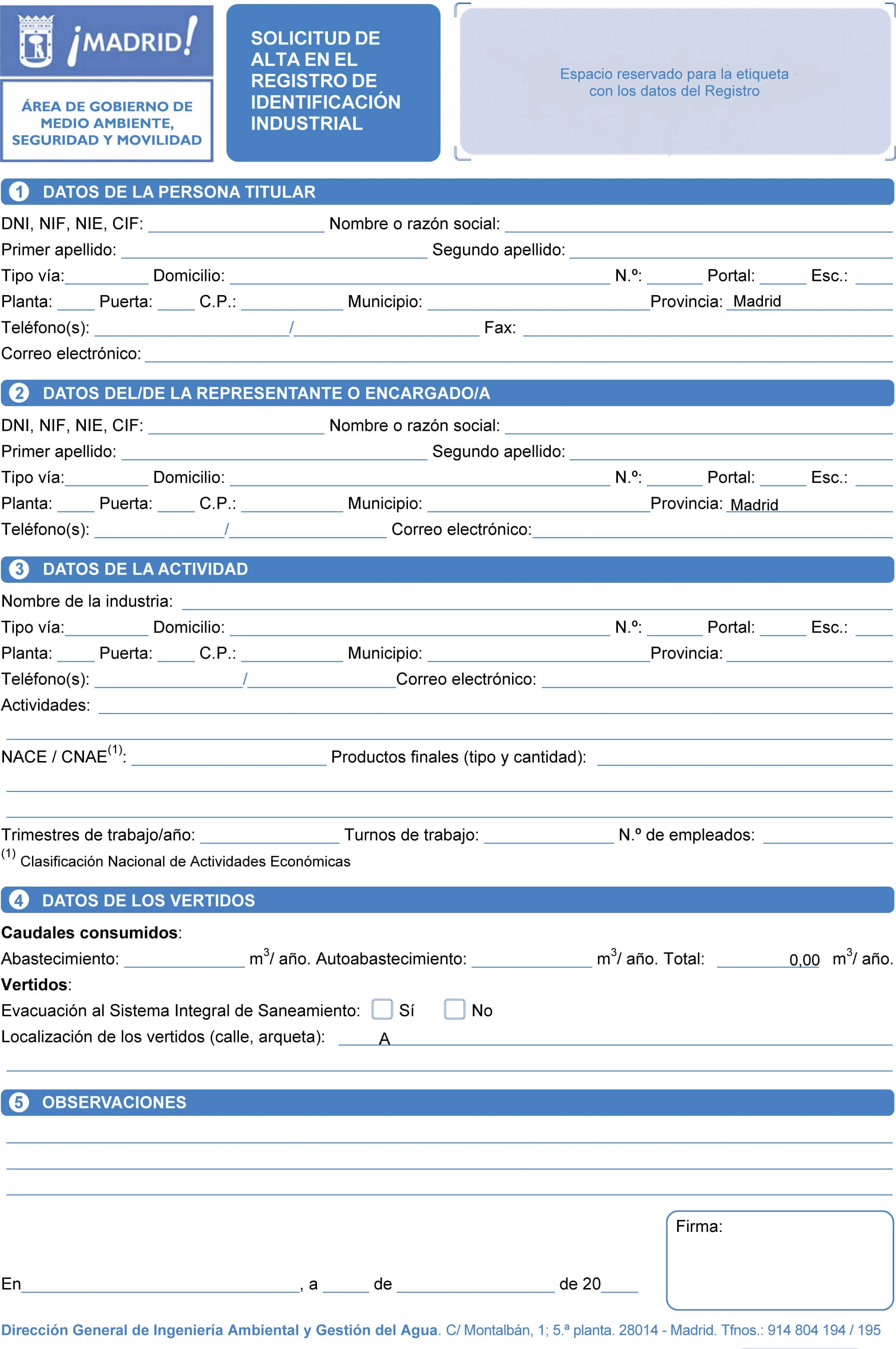 Alta en el Registro de Identificación Industrial, Licencias de Apertura