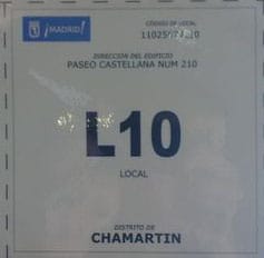 Cartel identificativo censo locales, licencia de apertura